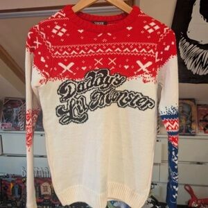 Daddy's Lil Monster Red and White Crewneck Sweater